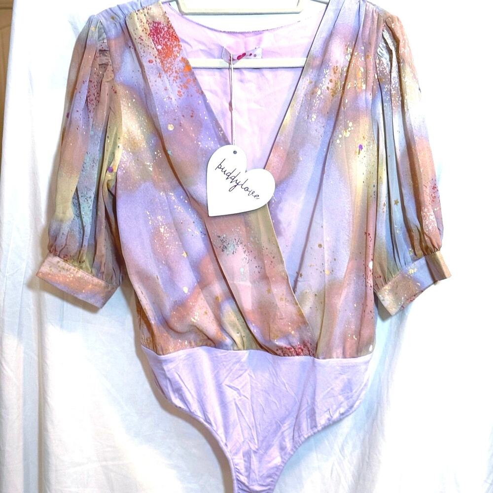 BUDDYLOVE Chiffon Bodysuit Top Sz Med  NWT whimsical Fairy Whimsigoth Pastel